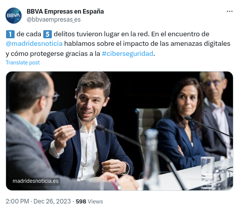 Tweet BBVA Amenazas Digitales