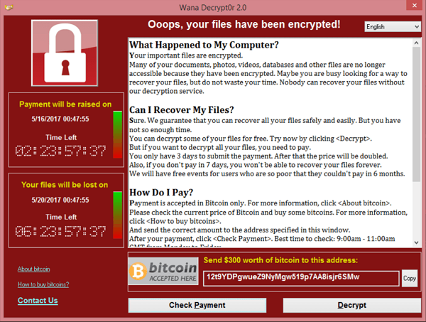 Wannacry Ransomware Screenshot, por Wikipedia